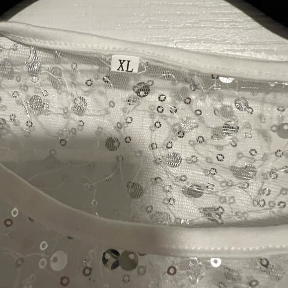 Sparkly white sequin dress w/ slip - sheer/mesh - Picture 2 of 5